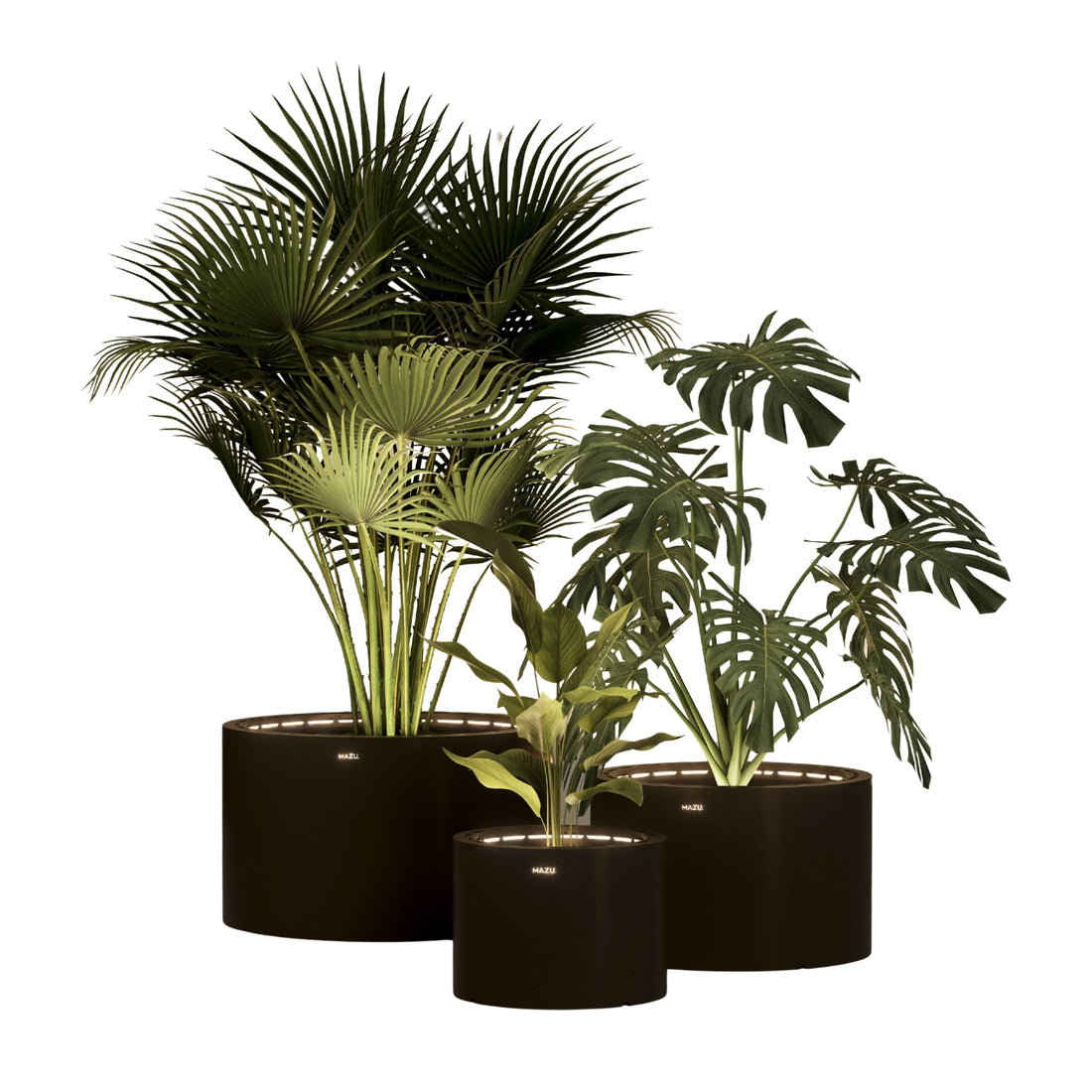 MAZU Tank Luxe LED Plantenpot Zwart Bruin
