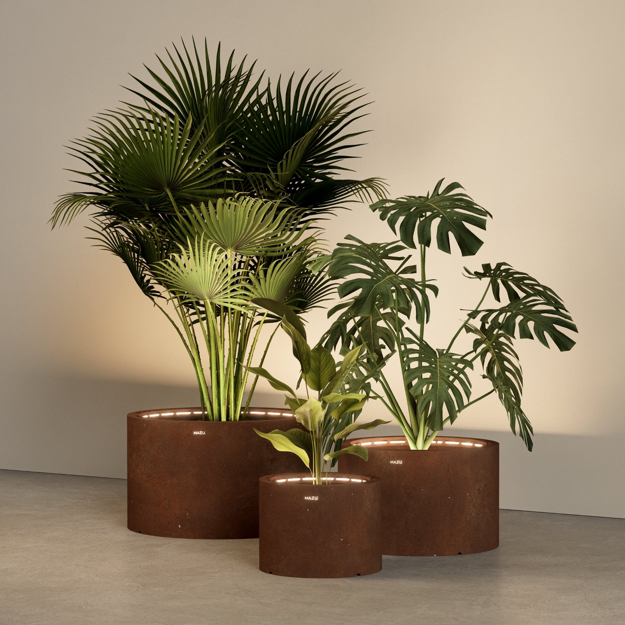 MAZU Tank Luxe LED Plantenpot Cortenstaal