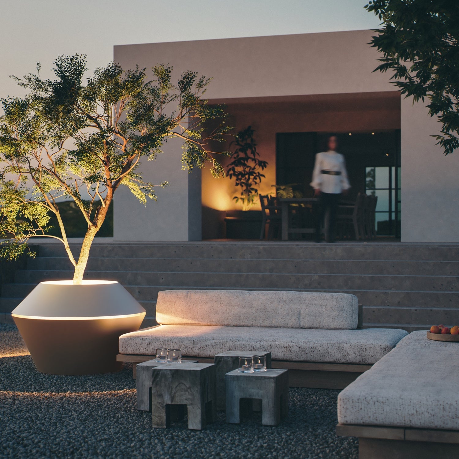 MAZU Oyster Luxe LED Plantenpot Zwart Bruin