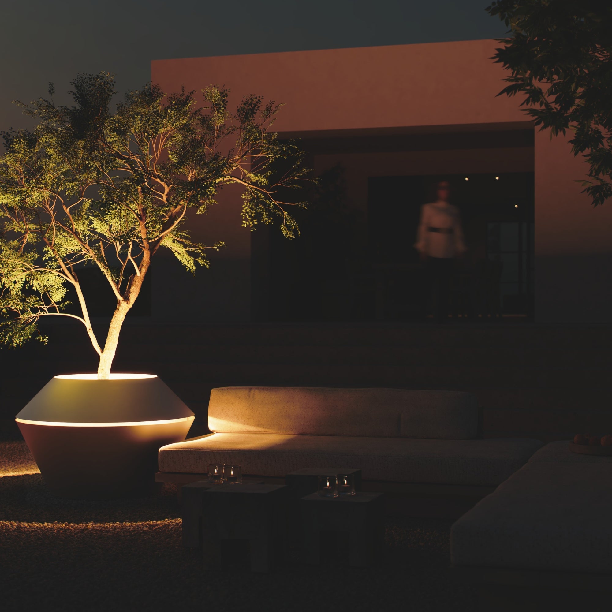 MAZU Oyster Luxe LED Plantenpot Zwart Bruin