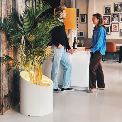 MAZU Wedge Luxe LED Plantenpot Zwart Bruin