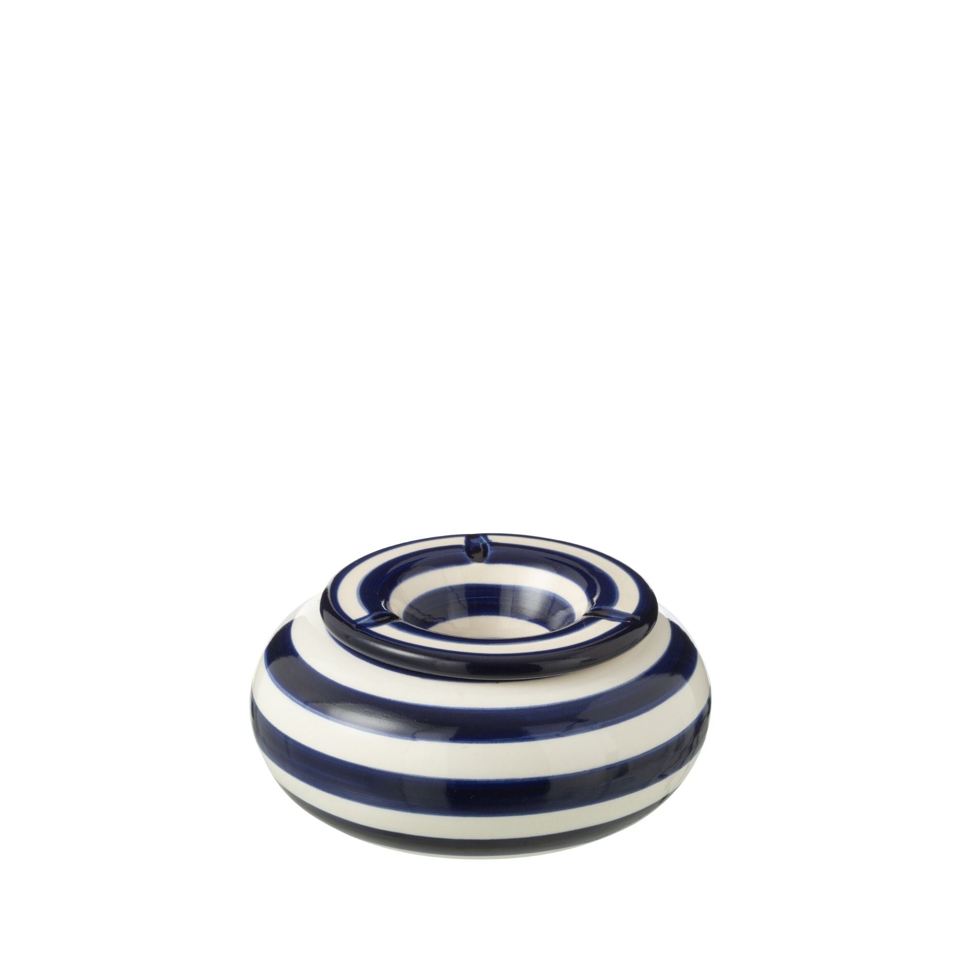 Grote Asbak Granada Strepen Cobalt Blauw/Wit Keramiek J-Line