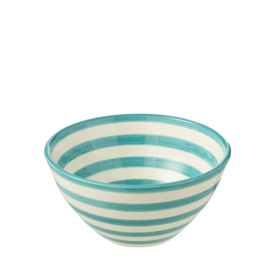 Medium Hoge Kom Granada Strepen Aqua/Wit Keramiek J-Line