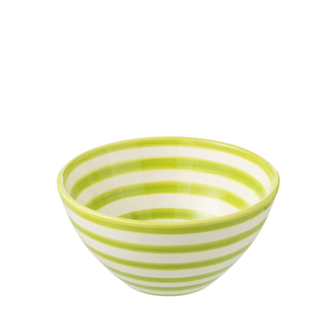 Medium Hoge Kom Granada Strepen Groen/Wit Keramiek J-Line