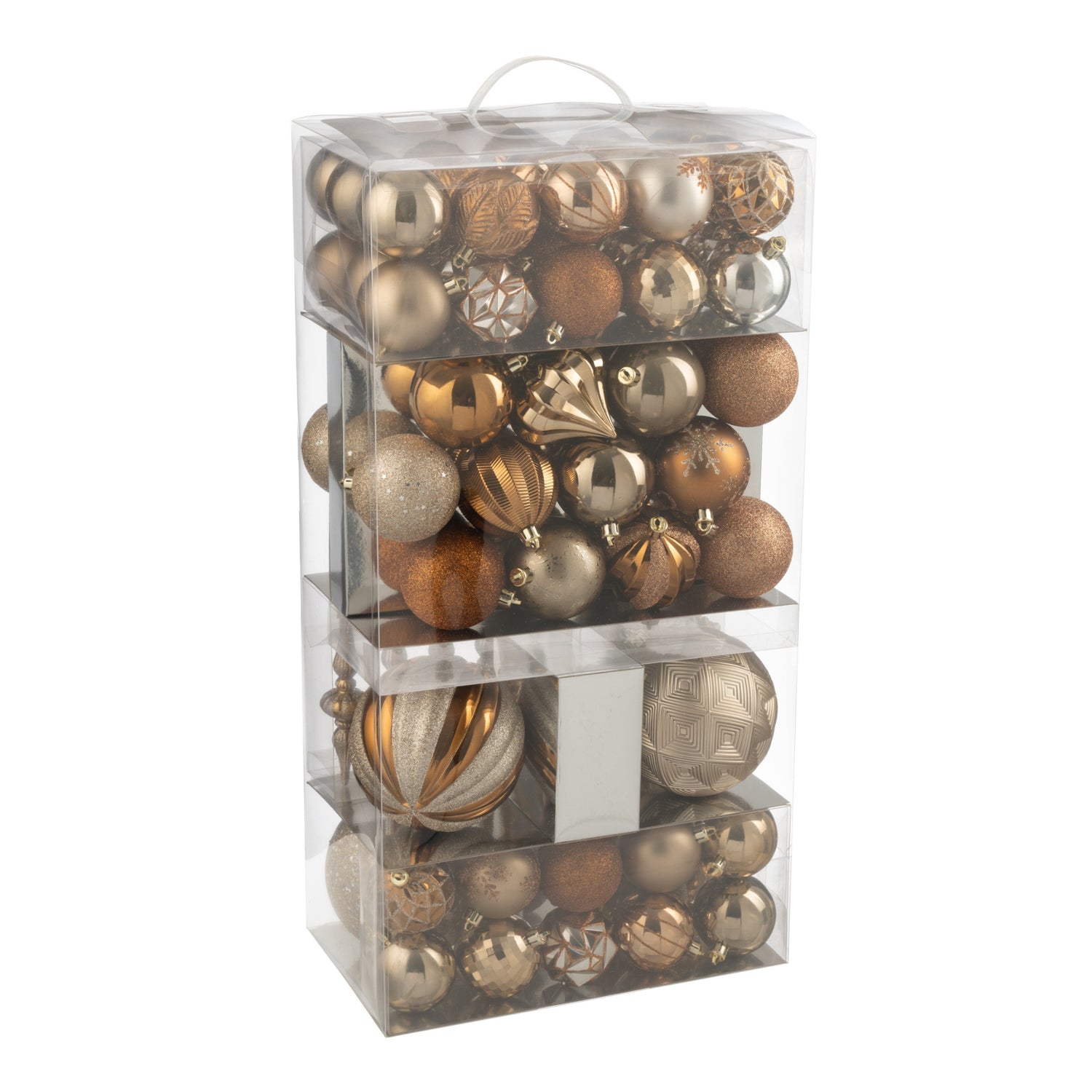 Doos Van 80 Kerstbal Plastiek Bruin J-Line