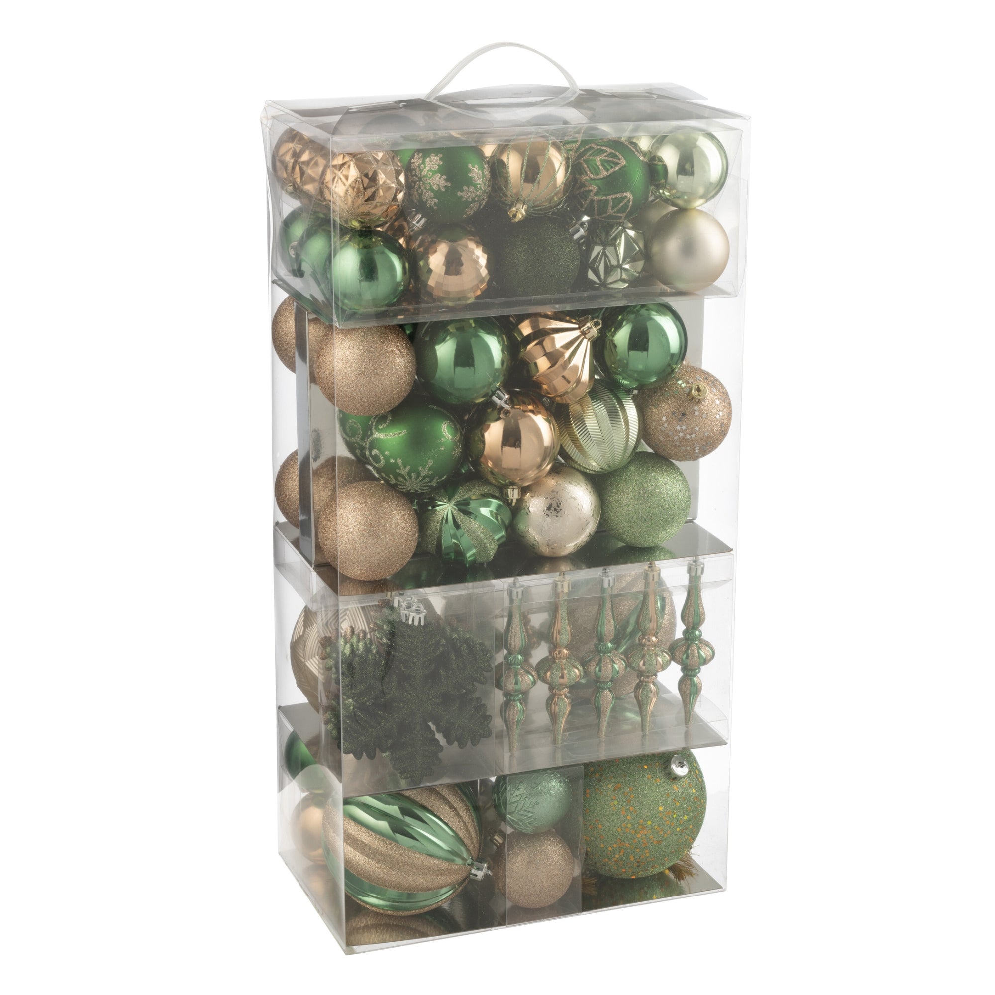 Doos Van 80 Kerstbal Plastiek Muntgroen/Ecru J-Line