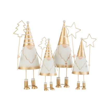 Kerstman + Stok Boom/Ster Metaal Wit/Goud Large Set van 2 J-Line