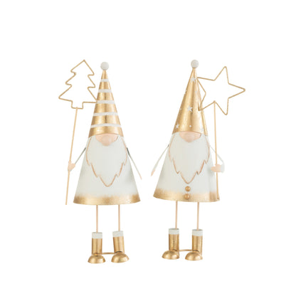 Kerstman + Stok Boom/Ster Metaal Wit/Goud Large Set van 2 J-Line