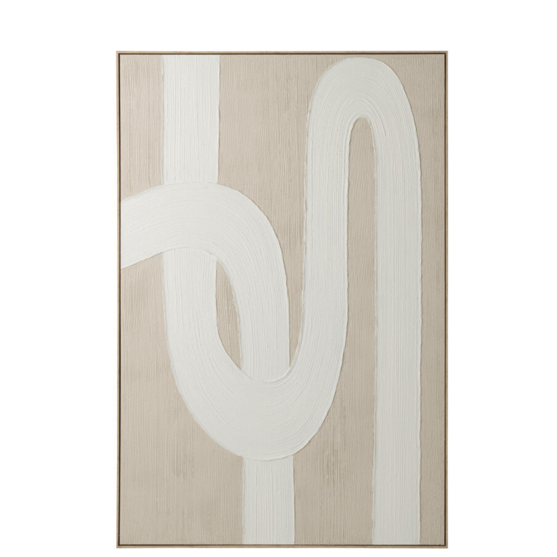 Schilderij Lijnen Dennenhout Wit/Lichtbeige J-Line