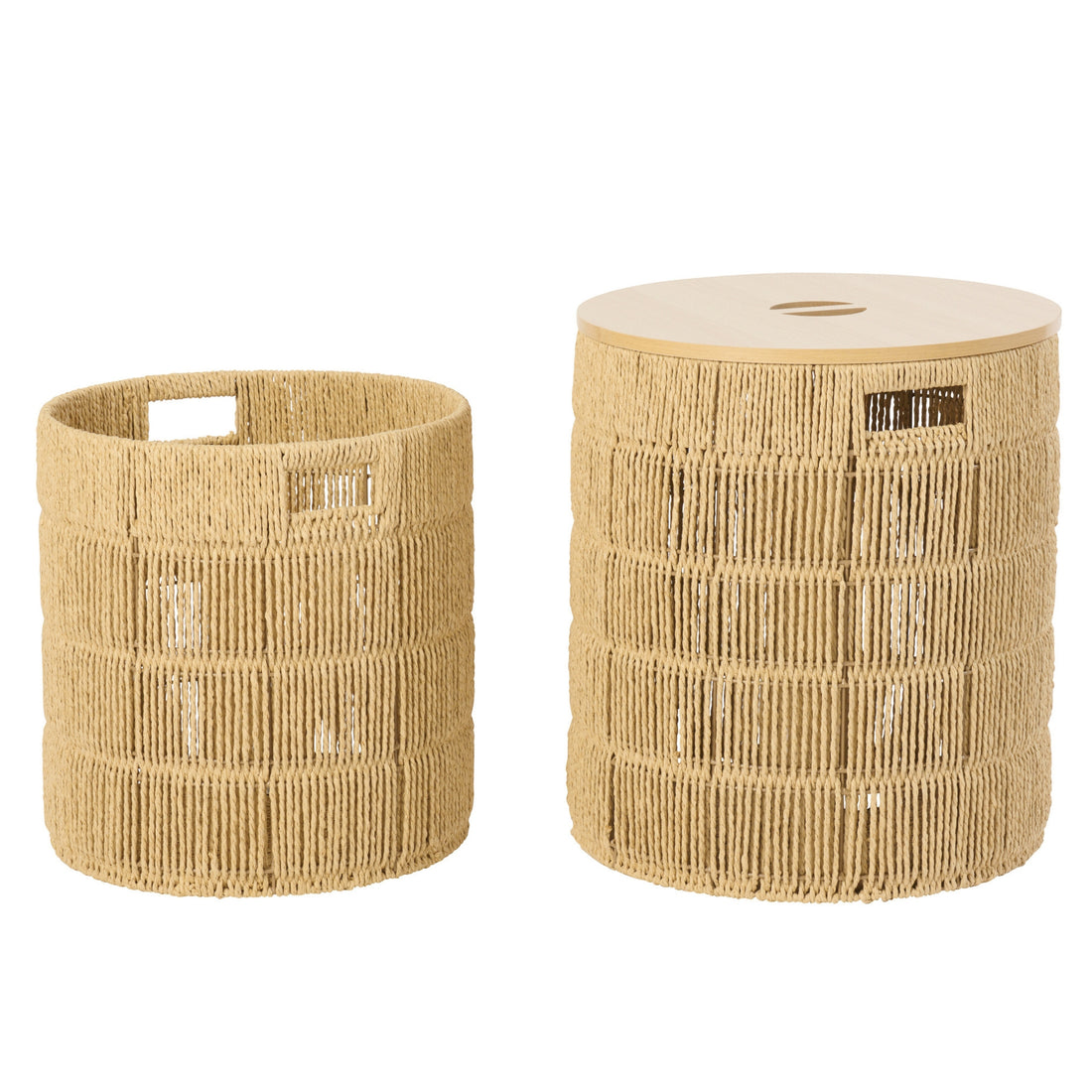 Set Van 2 Mand + Deksel Rond Papier Naturel J-Line