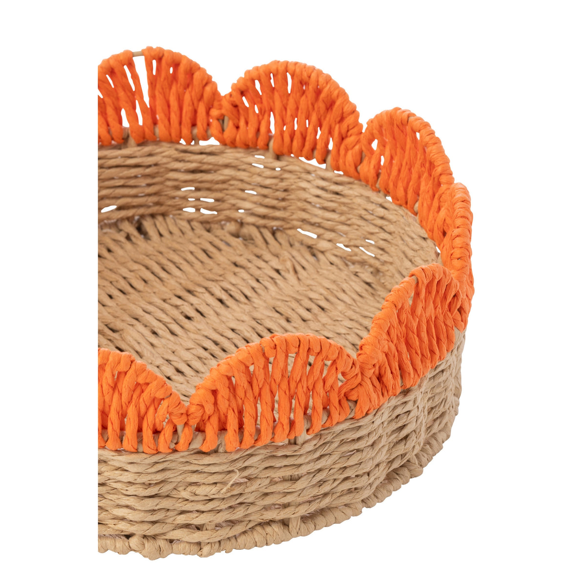 2er-Set dekorative Tabletts mit gewelltem Rand, Papier, rosa/orange, J-Line