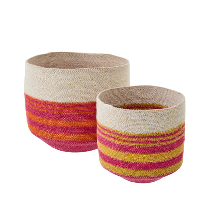 Set Van 2 Mand Gestreept Zeegras Multi J-Line