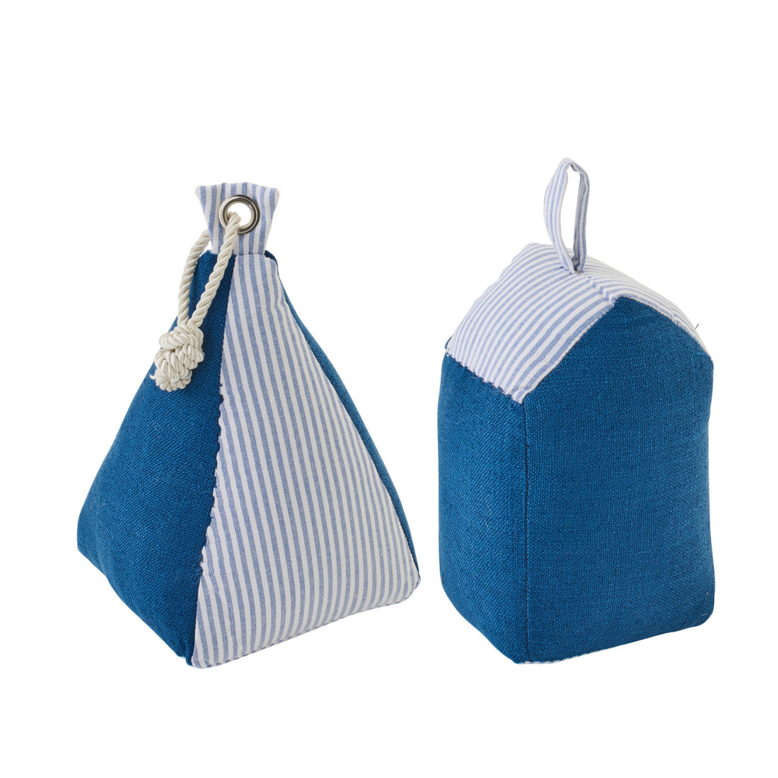 Deurstop Strandhuis + Anker Gestreept Polyester Donkerblauw/Wit Set Van 2 J-Line