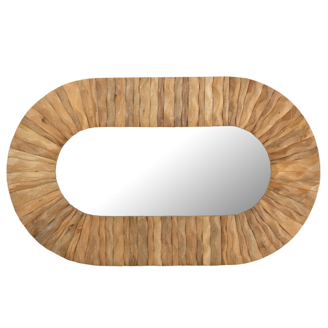 Wandspiegel Curve Ovaal Hout Naturel 152x6x92cm J-Line