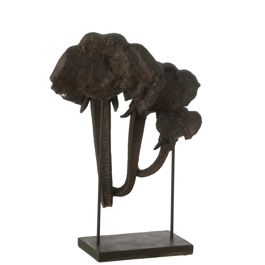 Olifant Op Voet Familie Polyresin Donkerbruin J-Line