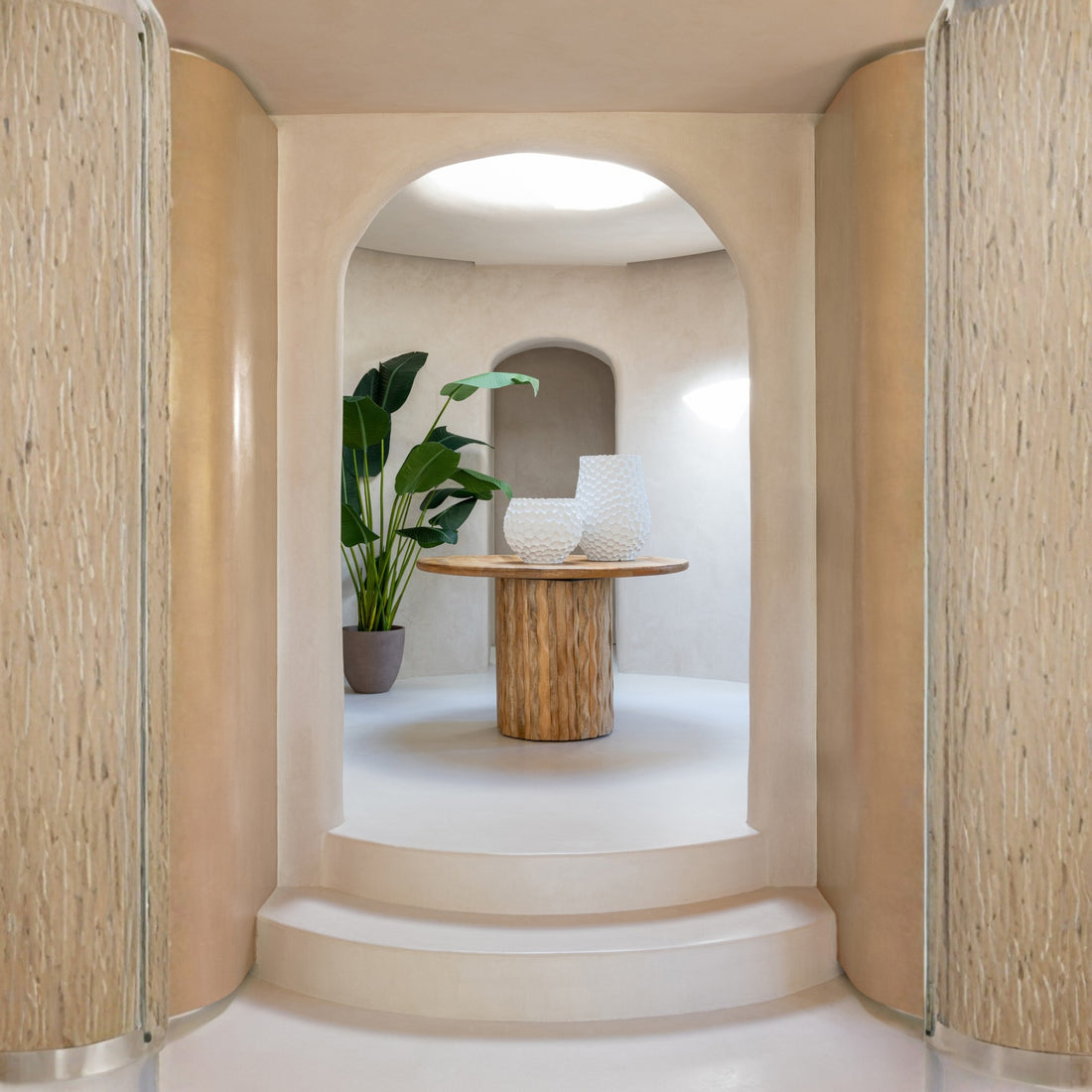 Bloempot Inkepingen + Buiten Zand Wit Large J-Line