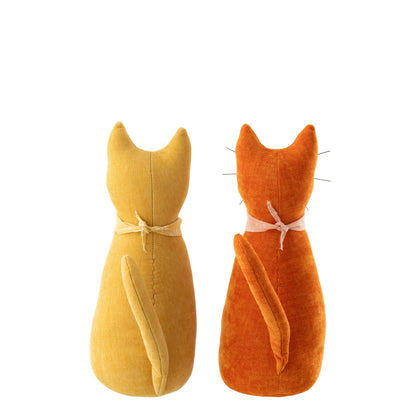 Deurstop Kat + Sjaal Polyester Warmgeel/Donkeroranje Assortiment Van 2 J-Line