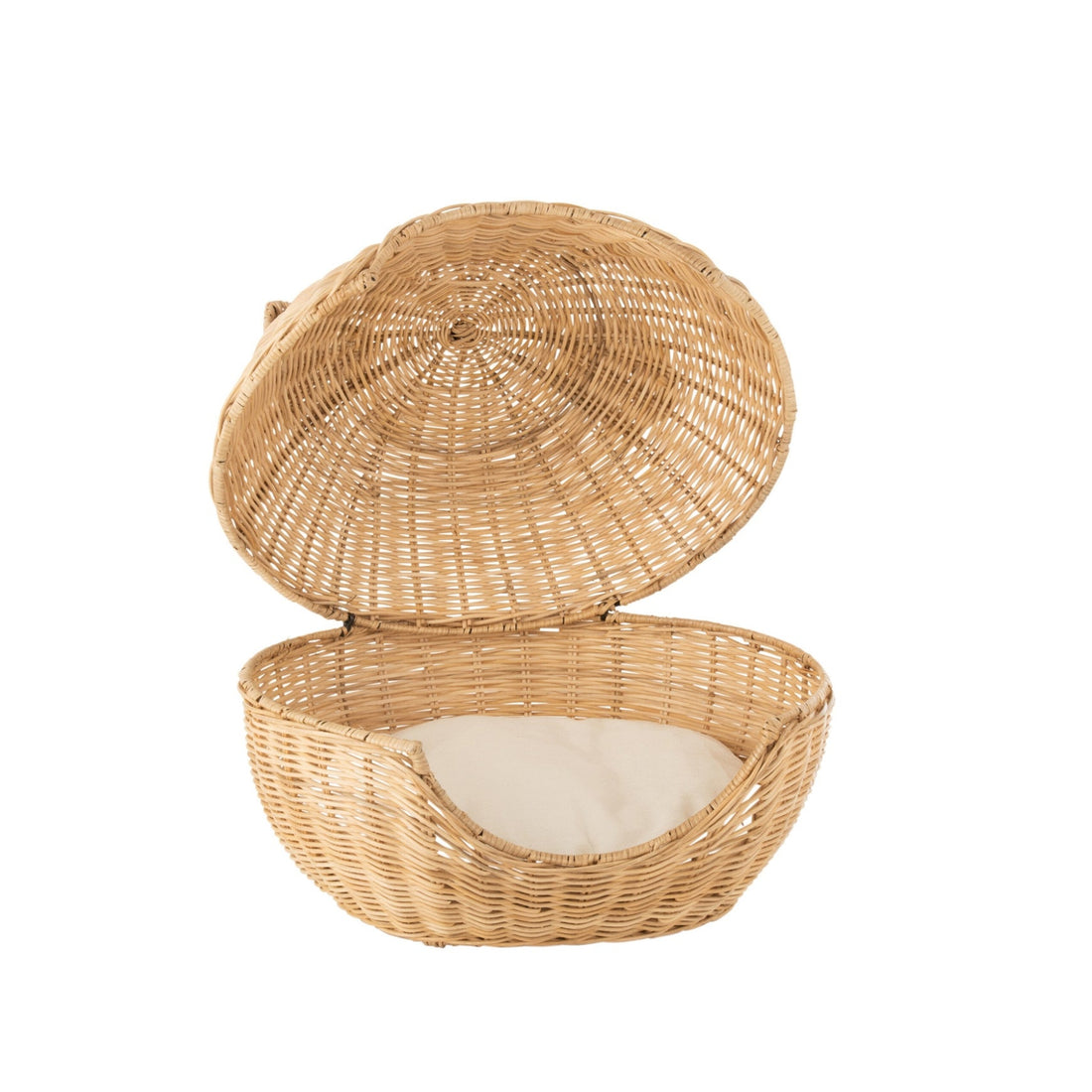 Katzenkorb+Kissen Rattan Hell Natur J-Line