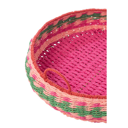 Set Van 2 Decoratief Plateau Met Handvatten Rond Papier Multi