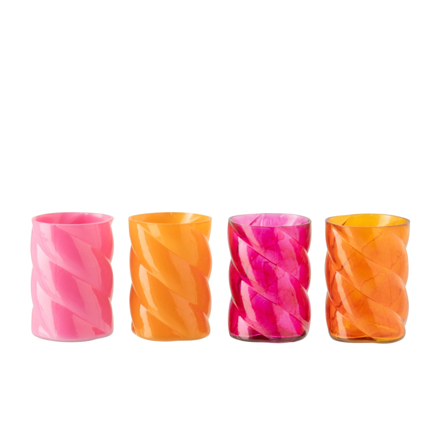Windlicht Glas Oranje/Roze Small Assortiment Van 4 J-Line
