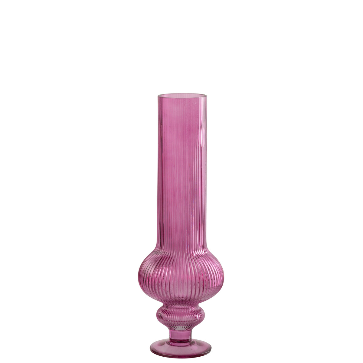 Vase Ada Geripptes Glas Fuchsia Medium J-Line