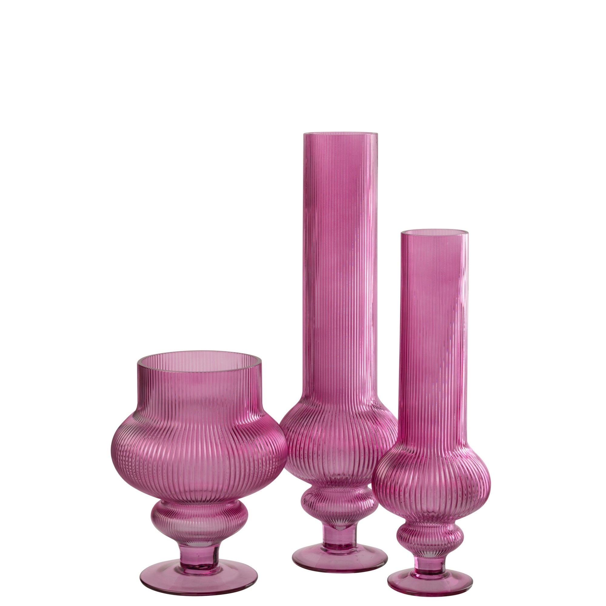Vaas Ada Geribbeld Glas Fuchsia Small J-Line