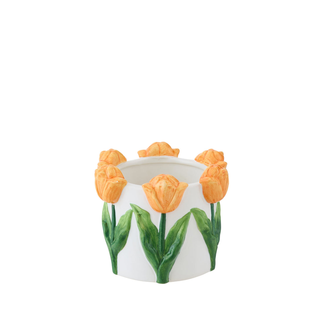 Bloempot Tulp Keramiek Wit/Oranje Small J-Line