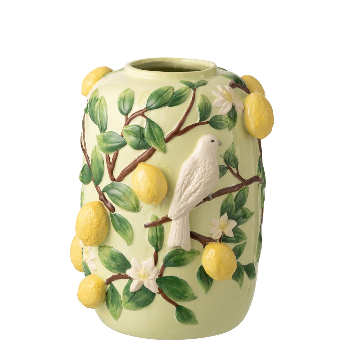 Vaas Vogel/Citroenen Keramiek Groen/Geel Large J-Line