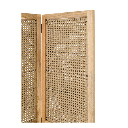 Kamerscherm Met Rieten Panelen Mangohout Naturel J-Line