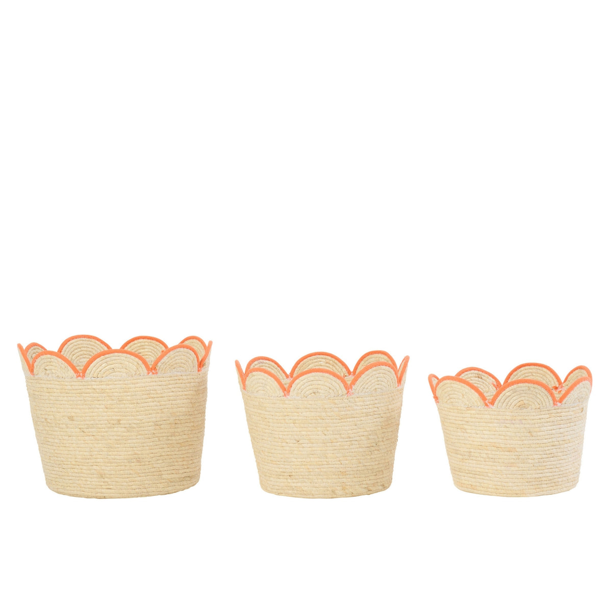 3er-Set Körbe Blumen Maiskrug Natur/Orange J-Line