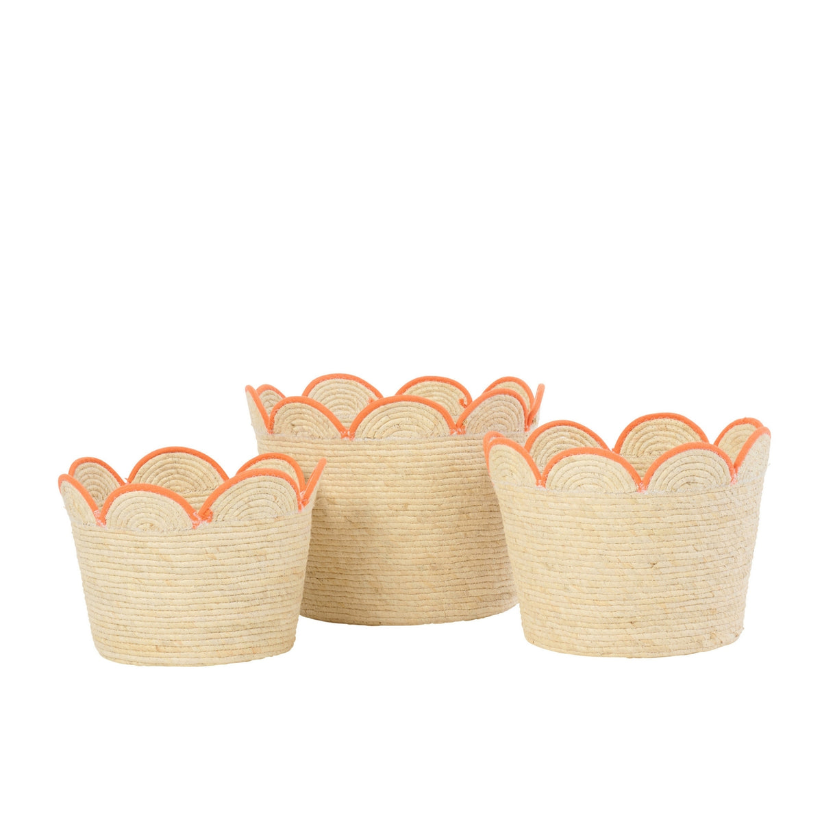 3er-Set Körbe Blumen Maiskrug Natur/Orange J-Line