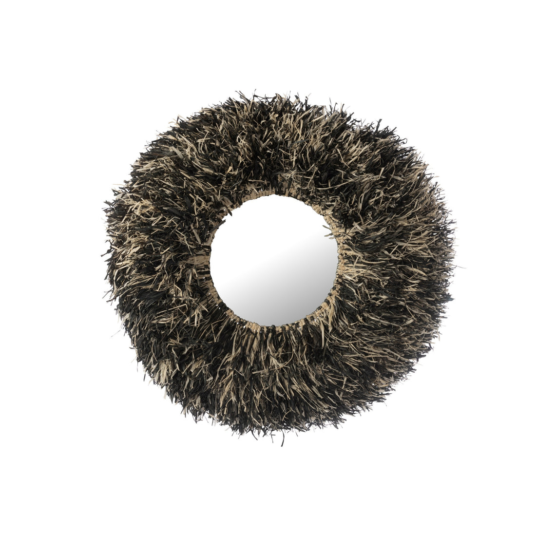 Wandspiegel Rond Sisal Zwart/Wit J-Line