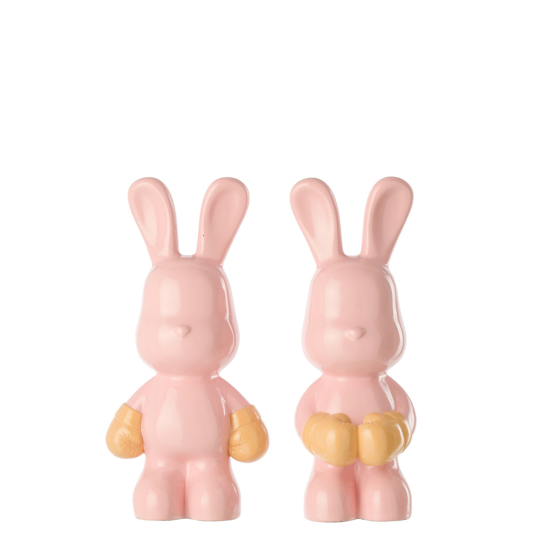 Konijn Ray Boksend Polyresin Lichtroze/Abrikoos Assortiment Van 2 J-Line