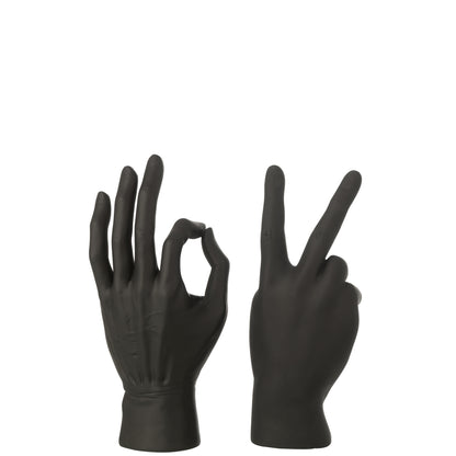 Beeldje Gebarentaal Polyresin Zwart Assortiment Van 2 J-Line