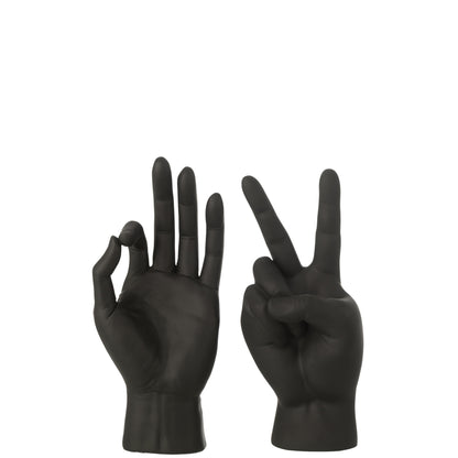 Beeldje Gebarentaal Polyresin Zwart Assortiment Van 2 J-Line