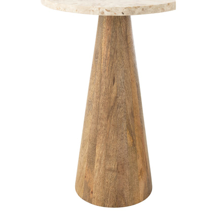 Bijzettafel Rond Marmer - Hout - Beige/Bruin - Set van 2 J-Line
