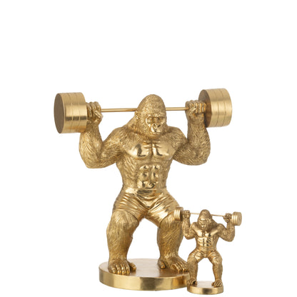 Gorilla Gewichtheffen Polyresin Goudkleurig Large J-Line