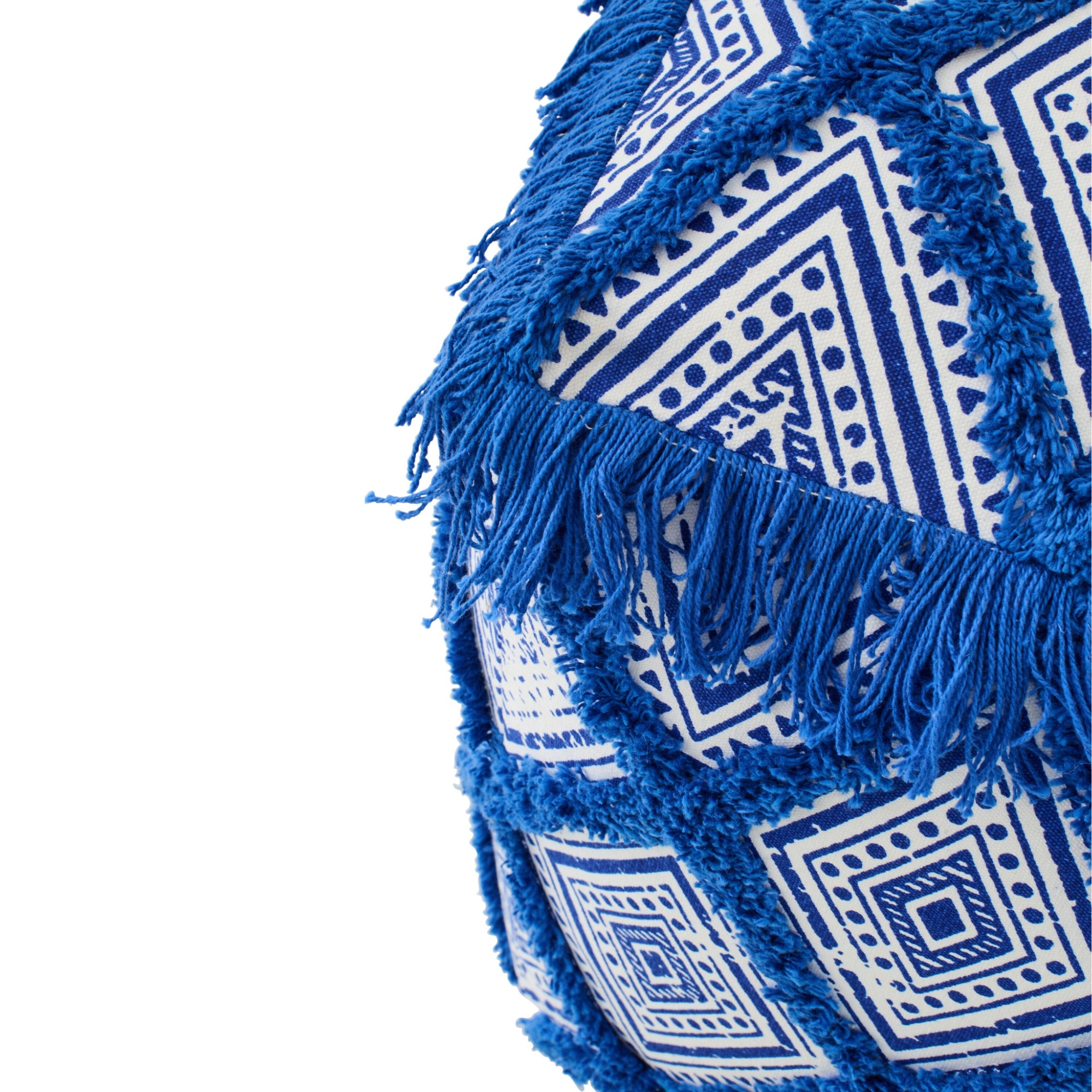 Poef Oosters Patroon Katoen Blauw/Wit J-Line