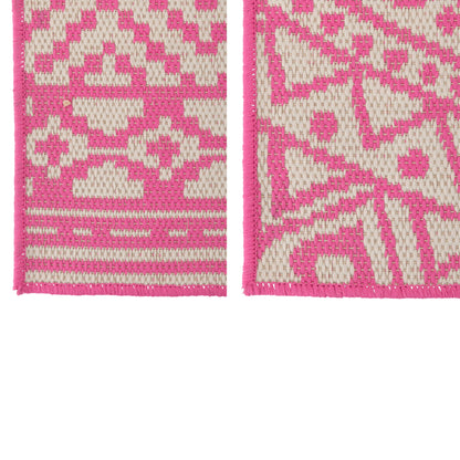 Vloerkleed Buiten Mozaïek Polypropyleen Roze/Wit Assortiment Van 2 J-Line