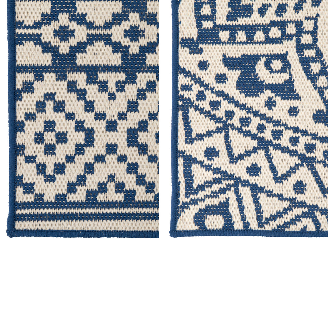 Vloerkleed Buiten Mozaïek Polypropyleen Donkerblauw/Wit Assortiment Van 2 J-Line