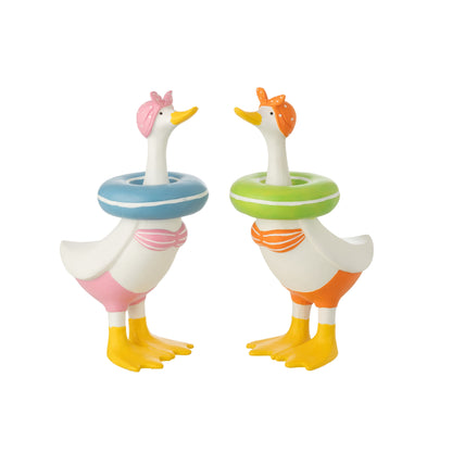 Eend Polyresin Meerkleurig Large Assortiment Van 2 J-Line