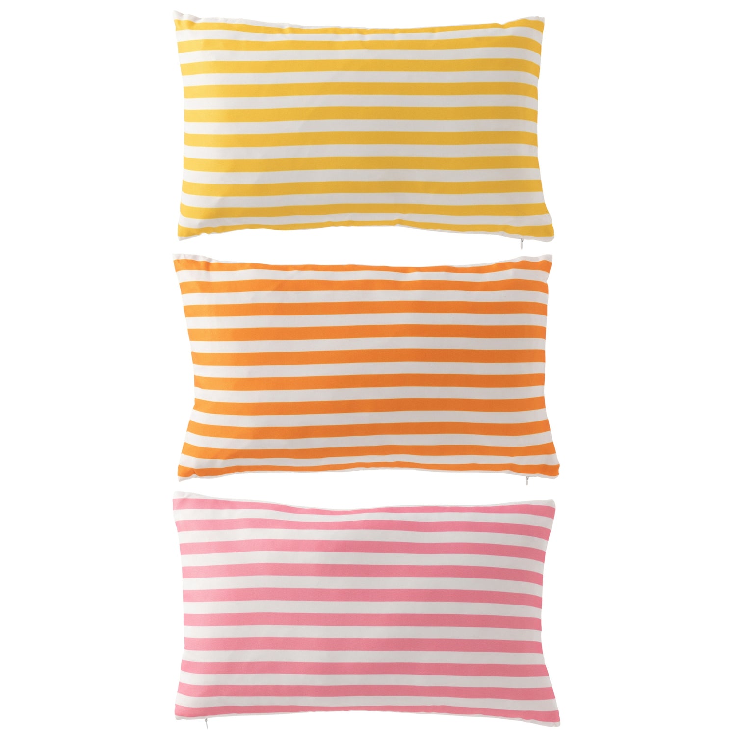 Kussen Buiten Rechthoek Gestreept Polyester Multi Assortiment Van 3 J-Line