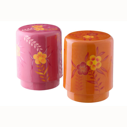 Kruk Bloemen Metaal Roze/Oranje Assortiment Van 2 J-Line