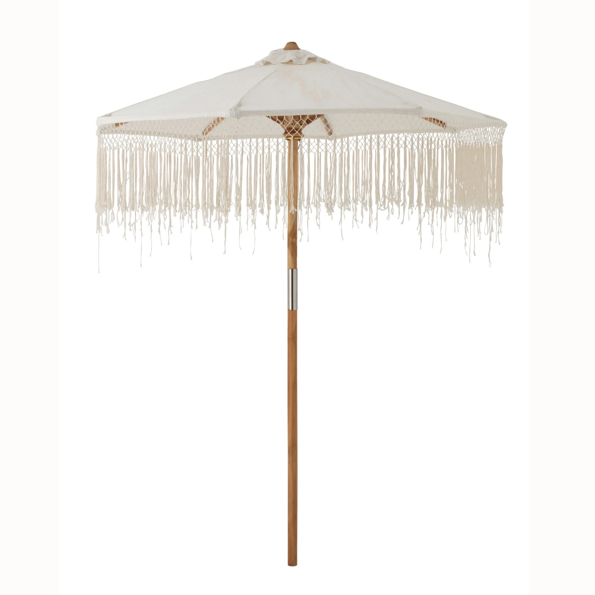 Parasol Macrame Hout Ecru J-Line 200x250cm