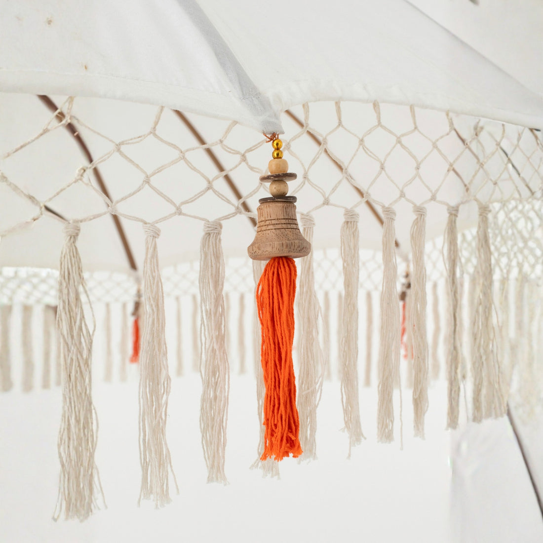Parasol Flavie Hout/Katoen Ecru/Oranje J-Line