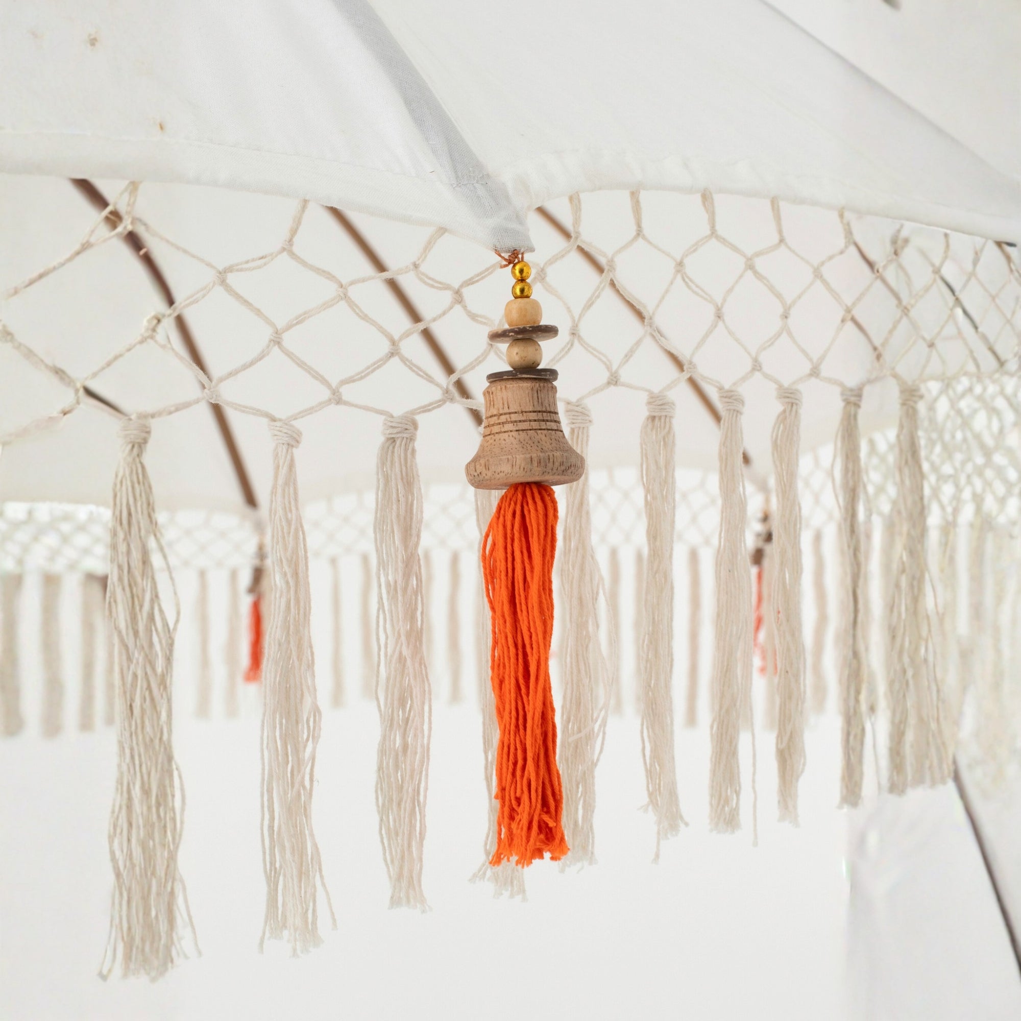 Parasol Flavie Hout/Katoen Ecru/Oranje J-Line