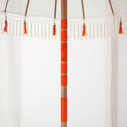 Parasol Flavie Hout/Katoen Ecru/Oranje J-Line