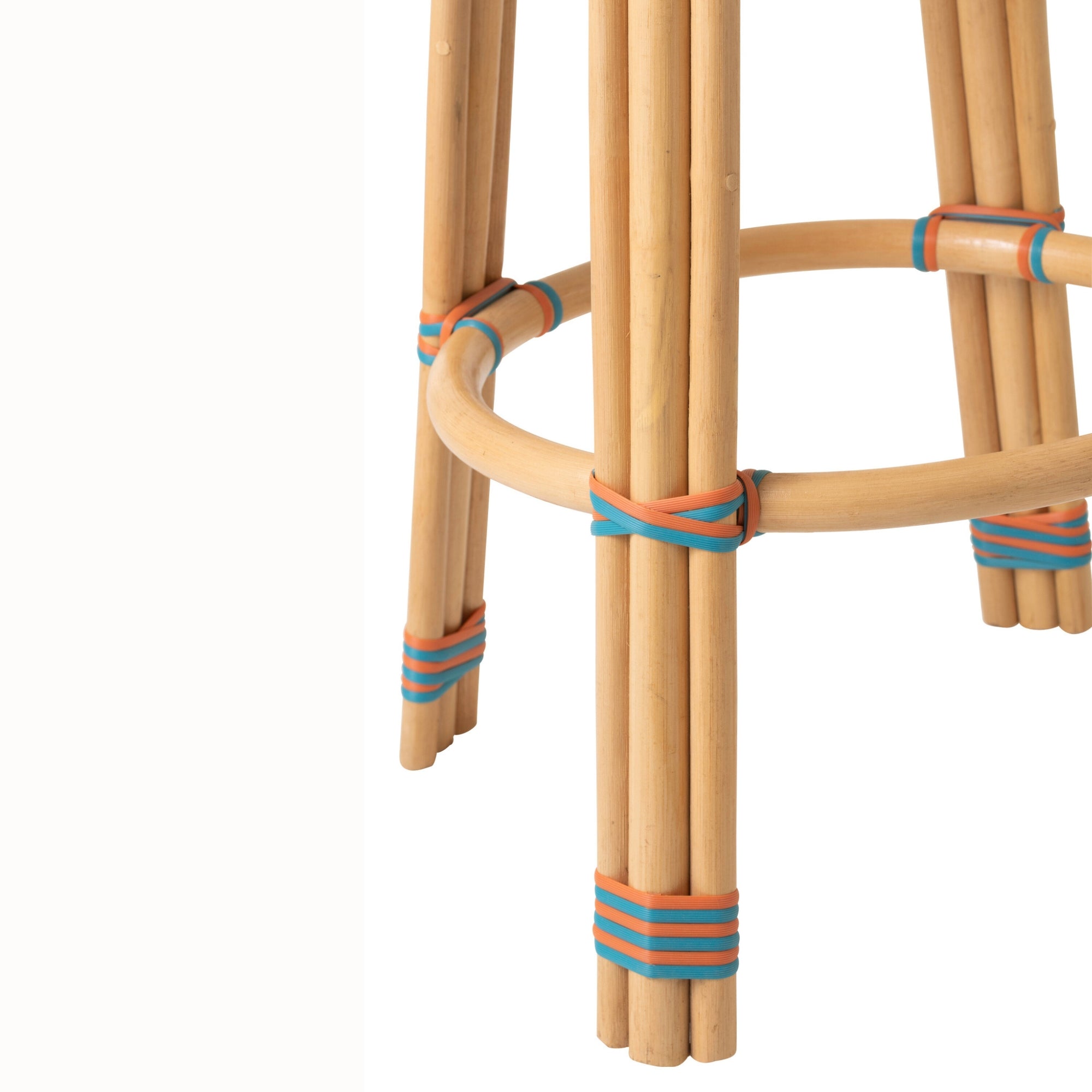 Outdoor Barkruk Geo Rond Rotan Oranje/Turquoise J-Line
