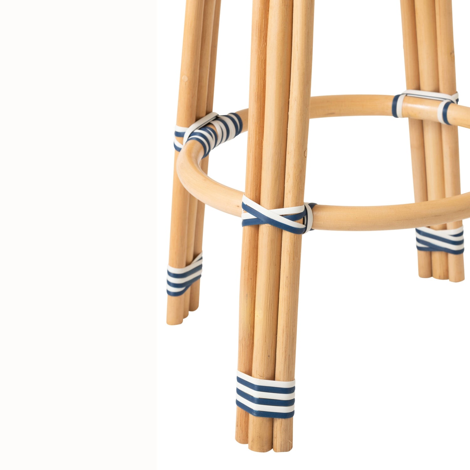 Outdoor Barkruk Geo Rond Rotan Blauw/Wit J-Line