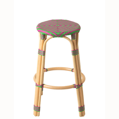 Outdoor Barkruk Geo Rond Rotan Roze/Groen J-Line